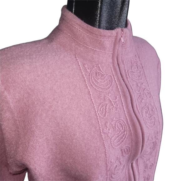 Essentials By Koret Pink Embroidered Zip-Up Cardigan Jacket XL - Picture 3 of 9